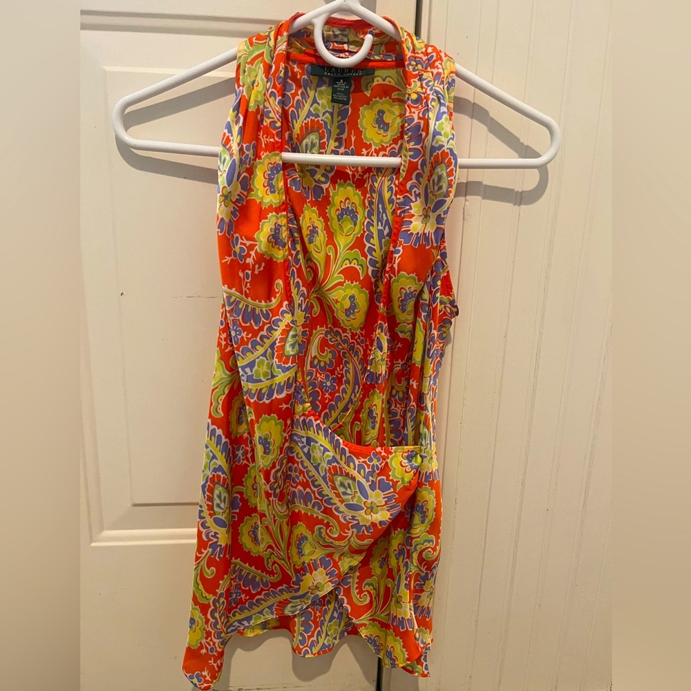 Vibrant Ralph Lauren Paisley Sleeveless Top